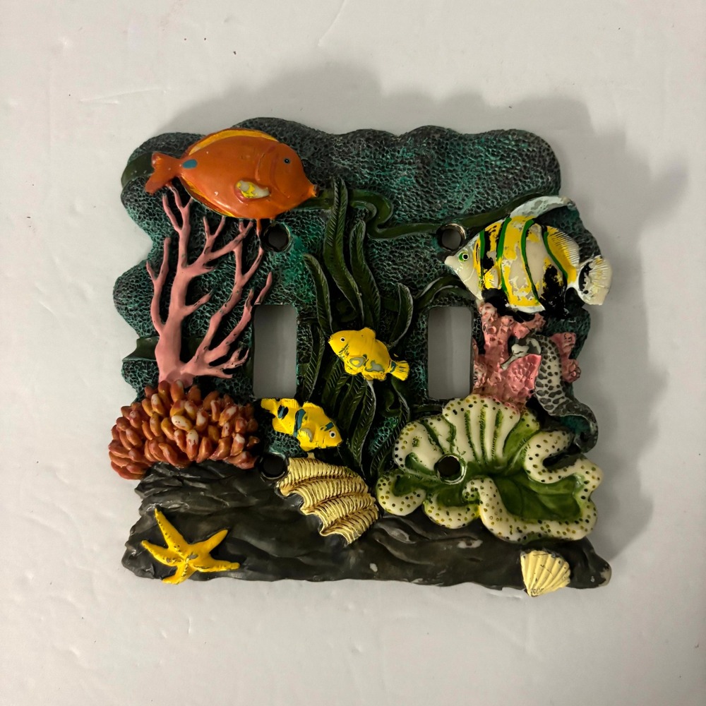 3D Resin Tropical Ocean Fish Coral Reef Double Toggle Light Switch Plate